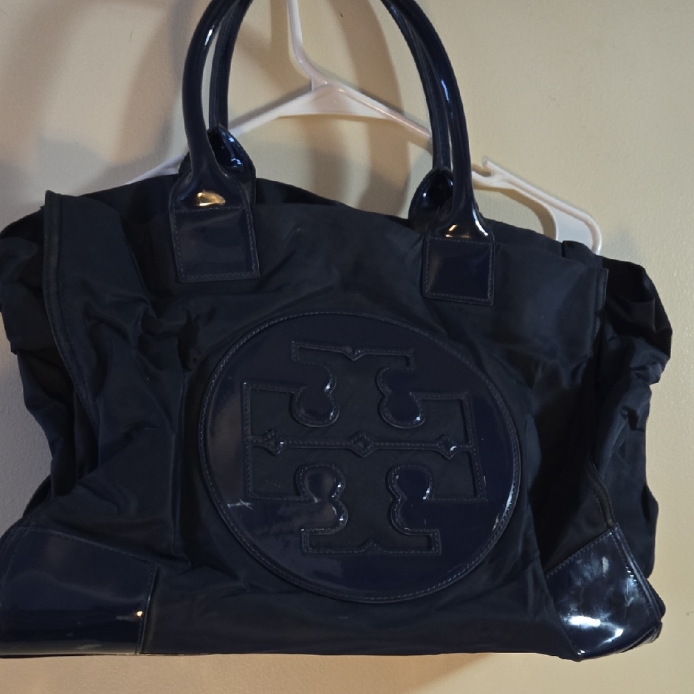 Tory Burch Ella Navy Blue Nylon Tote